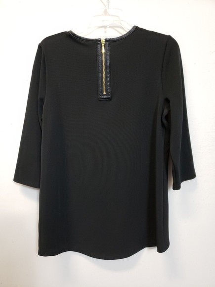 Chicos Collection  Black 3/4 Sleeve  Ribbon trim  Top Size 0  tunic hi-lo - Picture 6 of 6